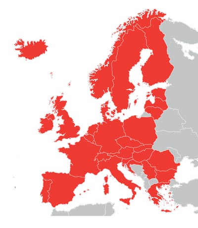 Mappa dei Paesi dove si può circolare senza carta verde