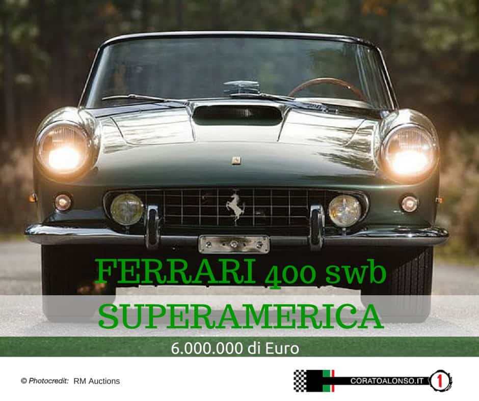 Venduta a 6 milioni la 1960 Ferrari 400 Superamerica SWB Cabriolet by Pinin Farina